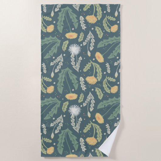 Dandelion Floral Weed Muster Strandtuch (Vorderseite)