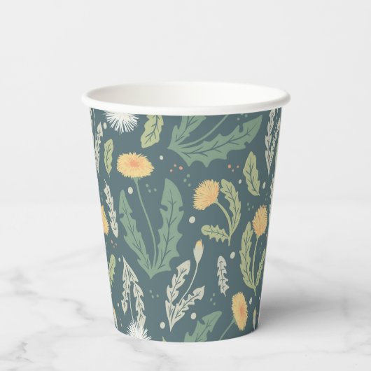 Dandelion Floral Weed Pattern Pappbecher (Rückseite)