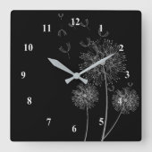 Dandelion flower clock quadratische wanduhr (Vorderseite)