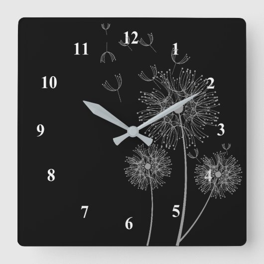 Dandelion flower clock quadratische wanduhr (Vorderseite)