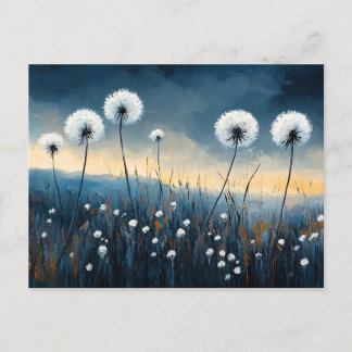 Dandelion Fluff Dramatisches Gemälde Postkarte