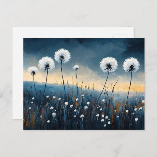 Dandelion Fluff Dramatisches Gemälde Postkarte (Vorne/Hinten)