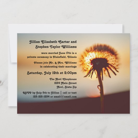Dandelion Foto - Hochzeitsankündigung Einladung (Vorderseite)