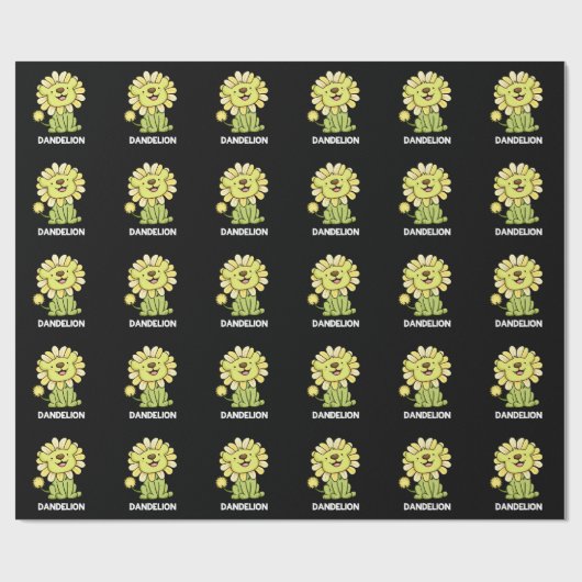 Dandelion Funny Lion Pun Dark BG Geschenkpapier (Flach)