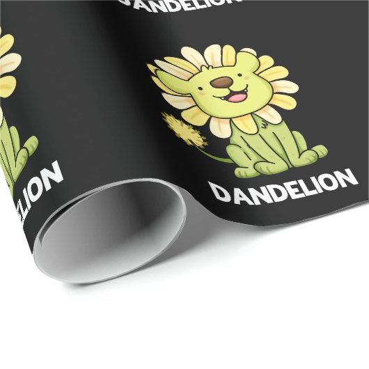 Dandelion Funny Lion Pun Dark BG Geschenkpapier (Rolleneckpunkt)