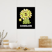 Dandelion Funny Lion Pun Dark BG Poster (Küche)