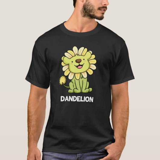 Dandelion Funny Lion Pun Dark BG T-Shirt (Vorderseite)