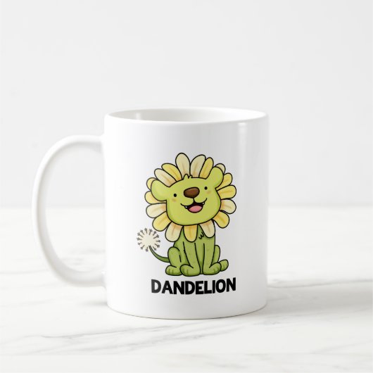 Dandelion Funny Lion Pun Kaffeetasse (Links)