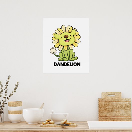 Dandelion Funny Lion Pun Poster (Küche)