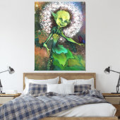 Dandelion Girl and Butterfly Canvas Print Painting Leinwanddruck (Insitu (Schlafzimmer))