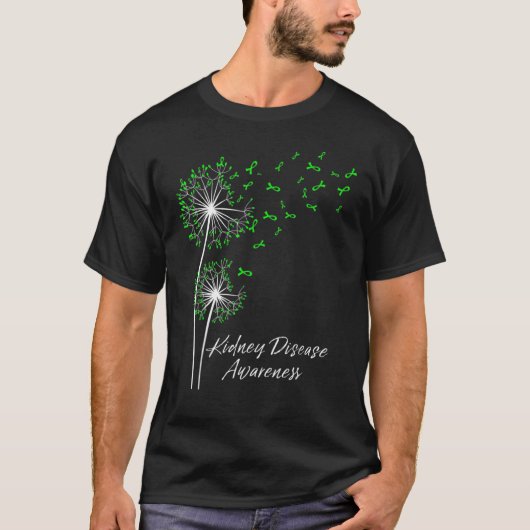Dandelion Green Ribbon Kidney Disease Awareness Mo T-Shirt (Vorderseite)