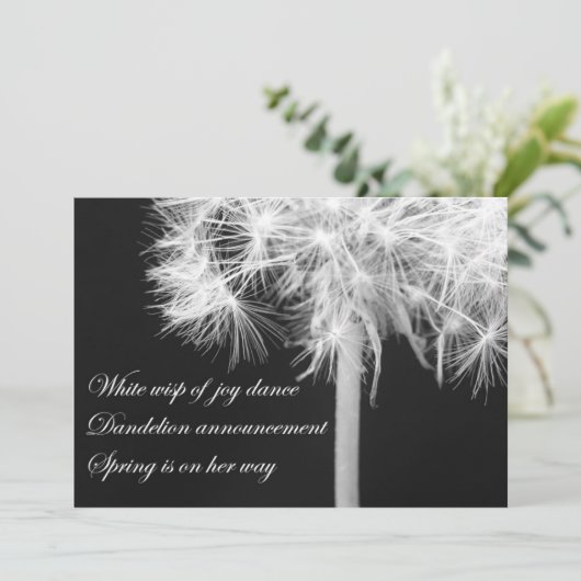 Dandelion Haiku Einladung (Stehend Vorderseite)