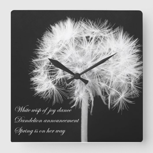 Dandelion Haiku Wall Clock Quadratische Wanduhr (Vorderseite)