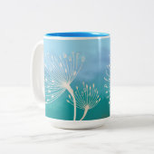Dandelion inspirierendes Zitat "Sei heute erfreut" Zweifarbige Tasse (Vorderseite Links)