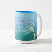 Dandelion inspirierendes Zitat "Sei heute erfreut" Zweifarbige Tasse (VorderseiteRechts)