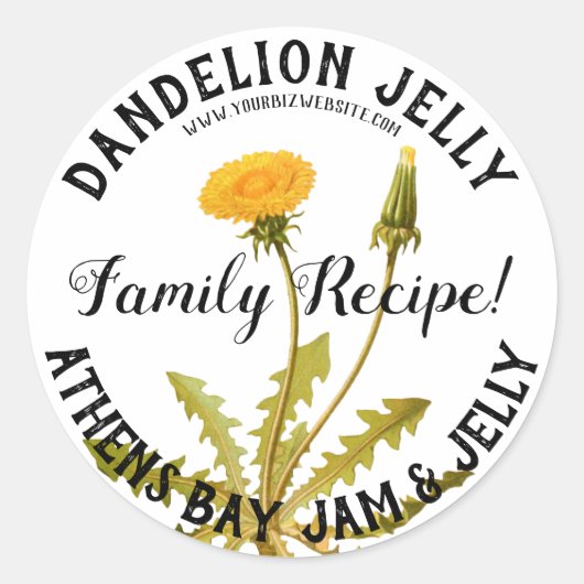 Dandelion Jelly Product Business Label Runder Aufkleber (Vorderseite)