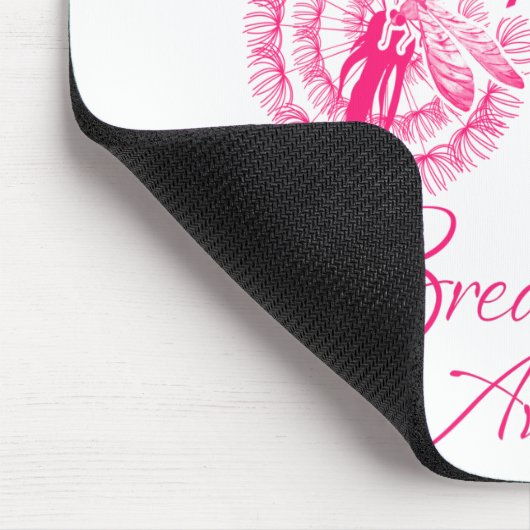 Dandelion Kämpfe Brustkrebs Bewusstsein Dragonfly. Mousepad (Ecke)