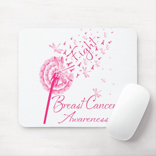 Dandelion Kämpfe Brustkrebs Bewusstsein Dragonfly. Mousepad (Mit Mouse)