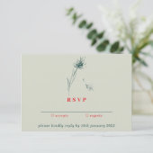 Dandelion Kindly Reply Green Red Boho Floral Einladung (Stehend Vorderseite)
