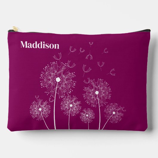Dandelion Line Art mit großem Namen Zubehörtasche (Vorderseite)