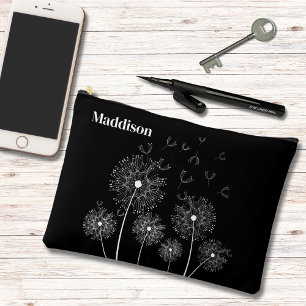 Dandelion Line Art mit großem Namen Zubehörtasche