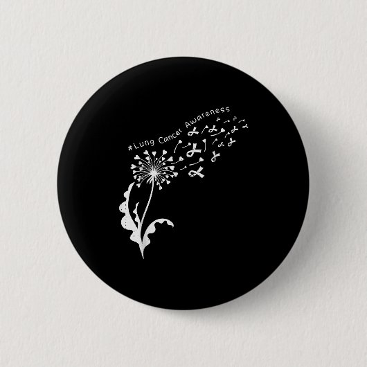 Dandelion Lung Cancer Awareness White Ribbon Suprt Button (Vorderseite)
