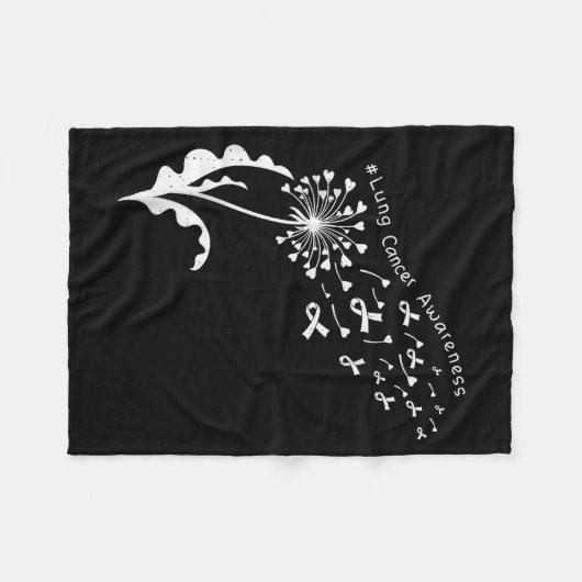 Dandelion Lung Cancer Awareness White Ribbon Suprt Fleecedecke (Vorderseite (Horizontal))