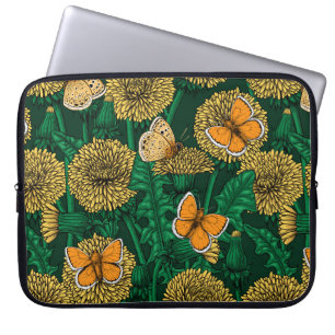 Dandelion meadow on dark green laptopschutzhülle