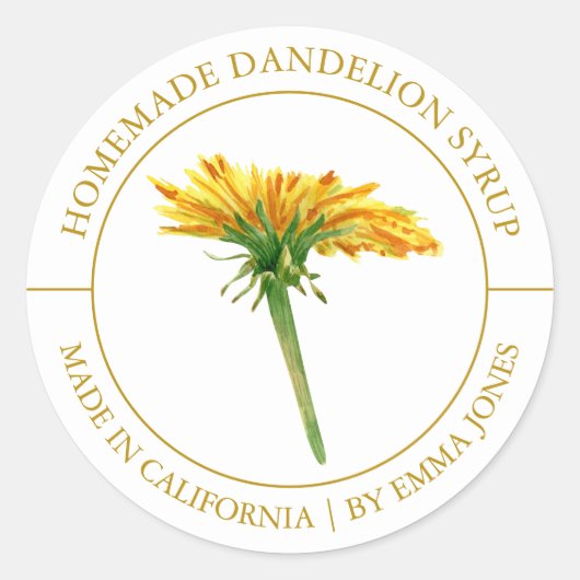 Dandelion Modernes Label Runder Aufkleber (Vorderseite)