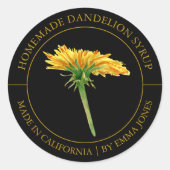 Dandelion Modernes Label Runder Aufkleber (Vorderseite)