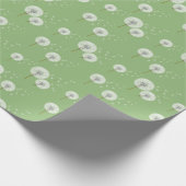 Dandelion Muster auf grünem Hintergrund Geschenkpapier (Ecke)