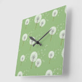 Dandelion Muster auf grünem Hintergrund Quadratische Wanduhr (Winkel)