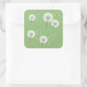 Dandelion Muster auf grünem Hintergrund Quadratischer Aufkleber (Tasche)