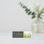 Dandelion Natural Lawn Care Service Black & Yellow Mini Visitenkarte (Stehend Vorderseite)