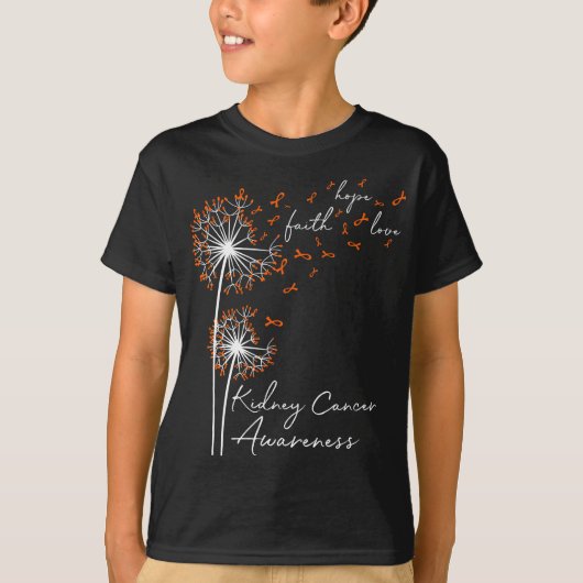 Dandelion Orange Faith Hope Liebe ney Cancer Aware T-Shirt (Vorderseite)