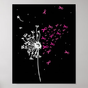 Dandelion Pink Ribbon Cooles Brustkrebs Bewusstsei Poster