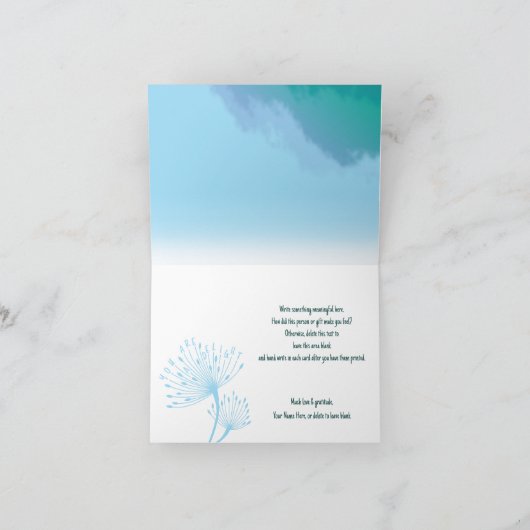 Dandelion Positiv geklappt Danke Karte (Innenseite)