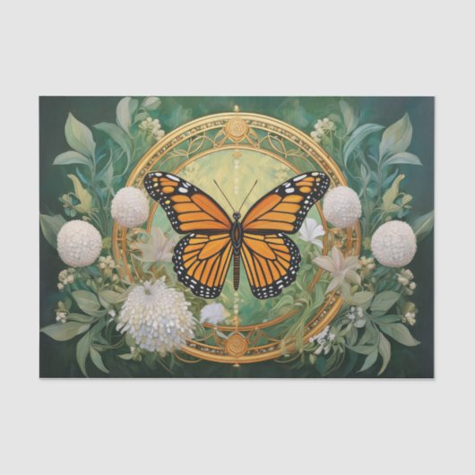 Dandelion Puffball Monarch Wildblume Medallion Seidenpapier (Vorderseite)