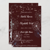 Dandelion Puffs Burgundy Brautparty Einladung (Vorne/Hinten)