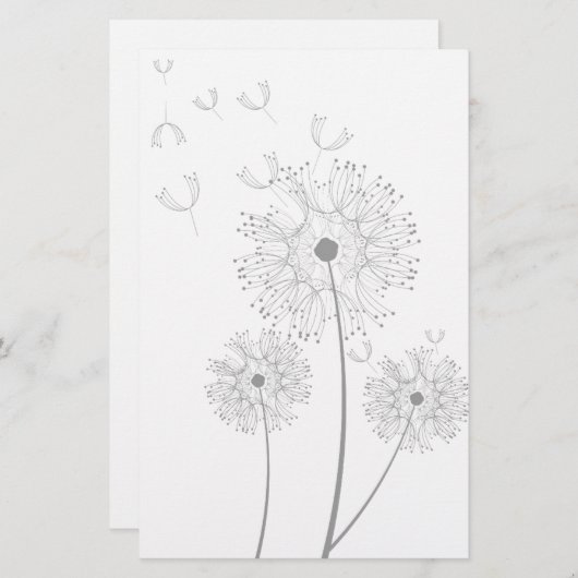 Dandelion purer moderner Blume Briefpapier (Vorne/Hinten)
