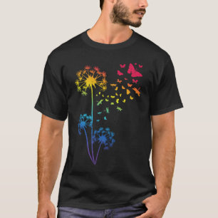 Dandelion Rainbow Dragonfly Breathe Blume Butterf T-Shirt