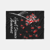 Dandelion Red Ribbon Blume Herzerkrankung Awarene Fleecedecke (Vorderseite (Horizontal))