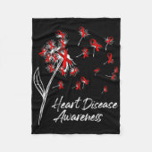 Dandelion Red Ribbon Blume Herzerkrankung Awarene Fleecedecke (Vorderseite)