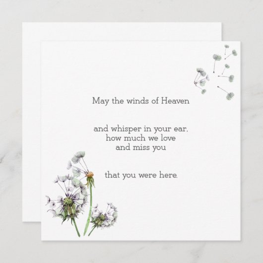 Dandelion Remembrance Mitteilungskarte (Vorne/Hinten)