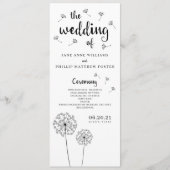 Dandelion Rustic Wedding Program Programm (Vorderseite)