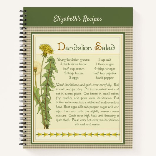 Dandelion Salad Recipe Book Notizblock (Vorderseite)