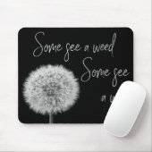 Dandelion Schwarz-weißes Nahaufnahmen Foto inspiri Mousepad (Mit Mouse)