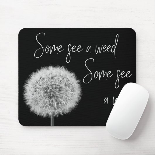 Dandelion Schwarz-weißes Nahaufnahmen Foto inspiri Mousepad (Mit Mouse)