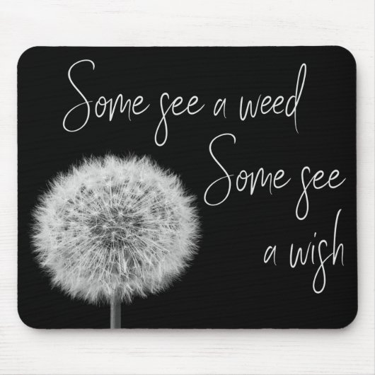 Dandelion Schwarz-weißes Nahaufnahmen Foto inspiri Mousepad (Vorne)
