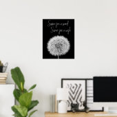 Dandelion Schwarz-weißes Nahaufnahmen Foto inspiri Poster (Heimbüro)